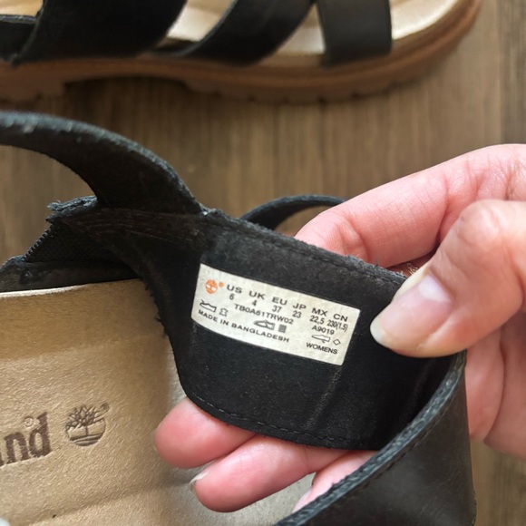 Black Timberland Straps Sandals with Brown Soles Size 6 - Picture 7 of 7